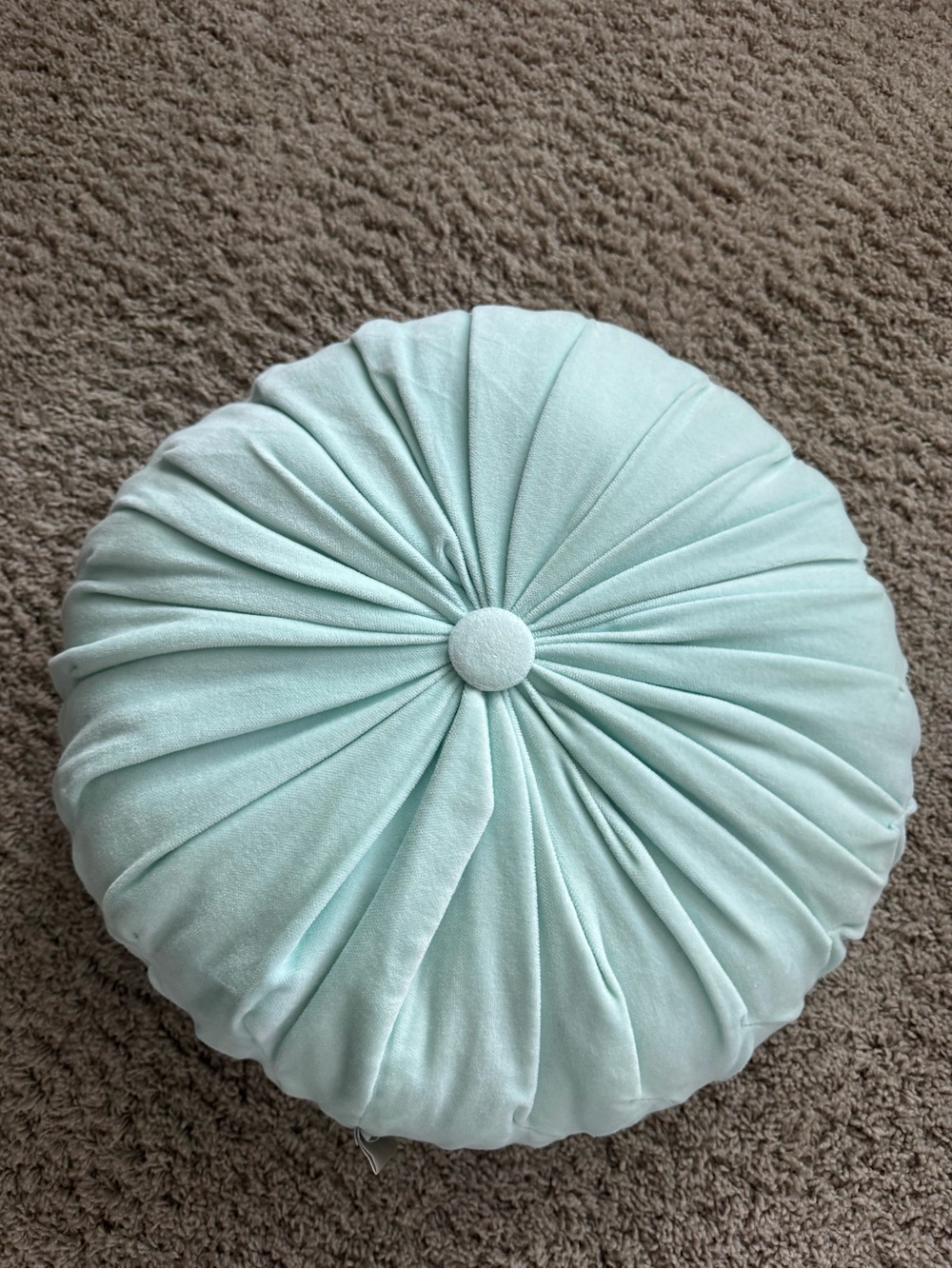 Pottery Barn Teen Round Tufted Throw Pillow - Aqua Blue